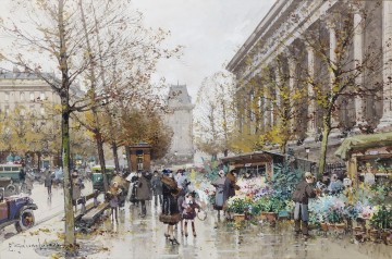 パリ Painting - パリ ル マルシェ オ フルール ウジェーヌ ガリアン